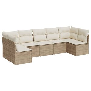 vidaXL Salon de jardin avec coussins 7 Pièces beige résine tressée