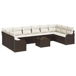 vidaXL Ensemble de canapé de jardin 11 Pièces Marron Poly rotin