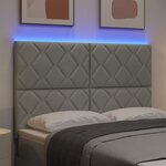vidaXL Tête de Lit LED Géométrique Gris clair 144 cm Velours