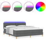 vidaXL Lit Box Spring avec Matelas & LED Gris foncé 180x200 cm Tissu