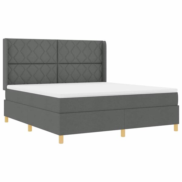 vidaXL Lit à Ressorts avec matelas Gris foncé 180 x 200 cm tissu