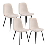 Chaises de salle à manger lot de 4 support métallique pieds réglables nettoyage facile chaises de cuisine tissu chenille PU texturé blanc 12_0004983