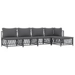 Salon de jardin meuble d'extérieur ensemble de mobilier avec coussins 5 pièces anthracite acier 02_0018296