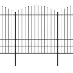 vidaXL Clôture de jardin à dessus en lance Acier (1 75-2)x3 4 m Noir