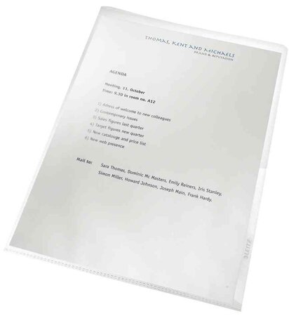 Boîte de 100 pochettes coin en polypropylène 13/100e, 100% Recyclées Transparent LEITZ