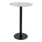 Table de bar plateau aspect marbre et pied noir Ø 70 x 105 cm