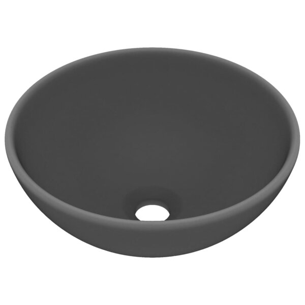 vidaXL Lavabo rond de luxe de salle Gris foncé mat 32 5x14cm Céramique