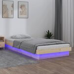 vidaXL Cadre de lit à LED 75x190 cm petit simple bois massif