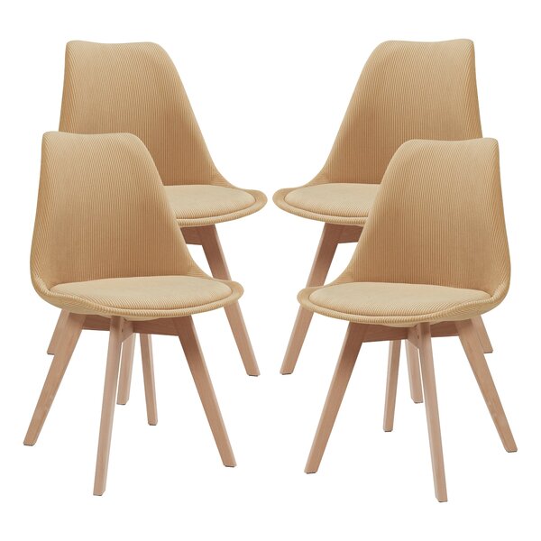 Lot de 4 chaises de salle à manger 82 x 49 x 54 cm moderne design robuste velours côtelé jaune moutarde 03_0009826