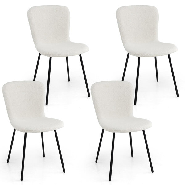 Lot de 4 chaises de salle à manger 47 x 58 x 86 cm avec dossier ergonomique courbé ambiance moderne en métal beige 20_0011818