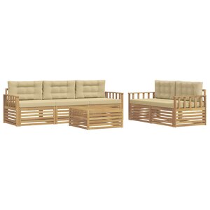 vidaXL Ensemble de canapés d'extérieur 6 Pièces Blanc et Beige