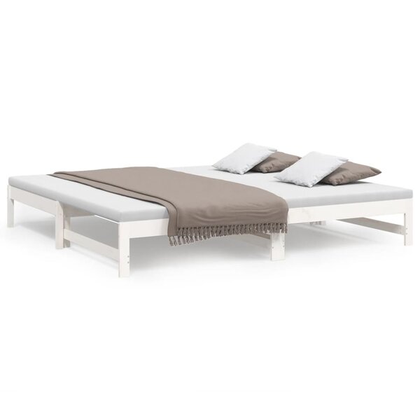 vidaXL Lit coulissant Blanc 2x(100x200) cm Bois de pin massif