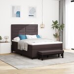 vidaXL Lit à ressort avec matelas & banc brun foncé 140x200 cm tissu