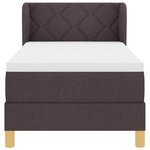 vidaXL Lit à Ressorts avec Matelas Crème 90x200 cm Tissu Marron foncé