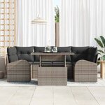 vidaXL Ensemble de canapé de jardin 7 Pièces Gris Poly Rattan