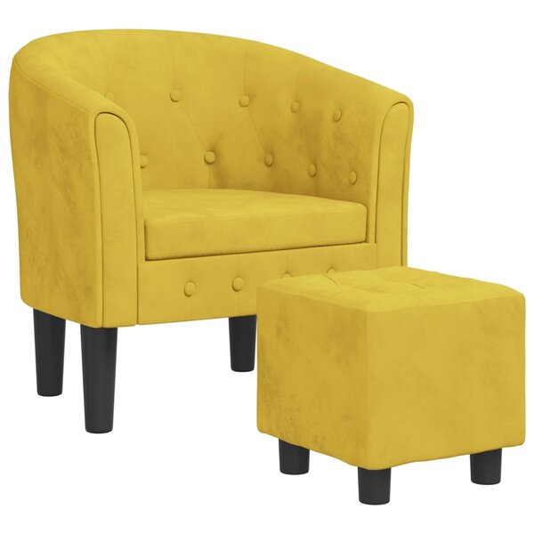 vidaXL Fauteuil avec repose-pied jaune velours