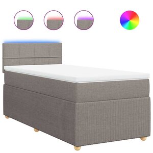 vidaXL Sommier à lattes de lit avec matelas Taupe 90x200 cm Tissu