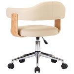 vidaXL Chaise pivotante à manger Crème Bois courbé et Similicuir