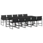 vidaXL Ensemble à manger de jardin avec coussins 11 Pièces noir textilène