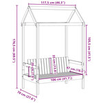 vidaXL Banc avec toit blanc 117 5x70x176 5 cm bois de pin massif