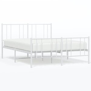 vidaXL Cadre de lit métal avec tête de lit/pied de lit blanc 140x190cm