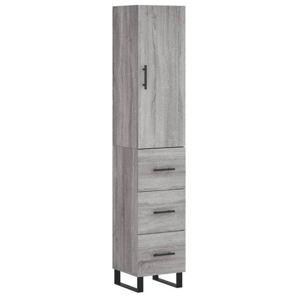 vidaXL Buffet haut Sonoma gris 34 5x34x180 cm Bois d'ingénierie