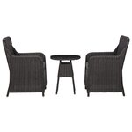 vidaXL Mobilier de bistro 3 Pièces avec coussins Résine tressée Noir