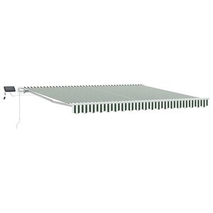 vidaXL Auvent Rétractable Vert et blanc 400 × 300 cm Tissu et acier