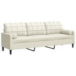 vidaXL Canapé 3 places avec oreillers décoratifs crème 210 cm velours