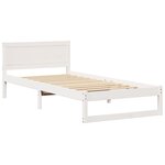 vidaXL Cadre de lit Blanc Bois de pin Taille simple Solide