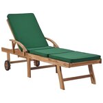 vidaXL Chaises longues avec coussins 2 Pièces Bois de teck solide Vert