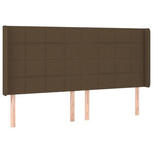 vidaXL Tête de lit avec oreilles Marron foncé 163x16x118/128 cm Tissu