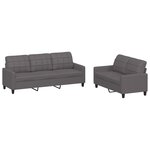 vidaXL Ensemble de canapés 2 Pièces avec coussins Gris Similicuir
