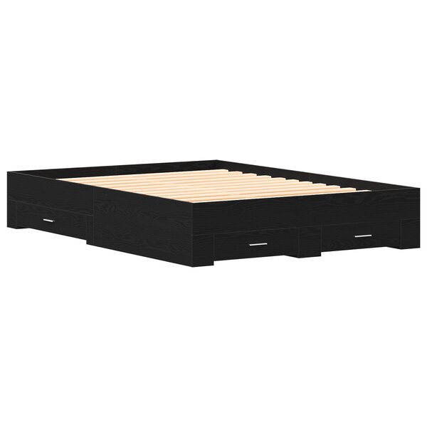 vidaXL Cadre de lit avec tiroirs Chêne noir Bois d'ingénierie 140 x 190 cm