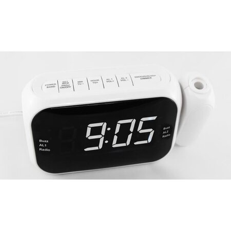 INOVALLEY RP211W Radio réveil projecteur - Led blanche - Radio FM PLLdouble alarme - Blanc