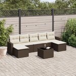 vidaXL Salon de jardin 8 Pièces avec coussins marron résine tressée