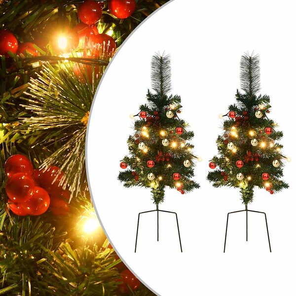 vidaXL Arbre de Noël artificiel pré-éclairé d'allée 2 Pièces 76 cm PVC