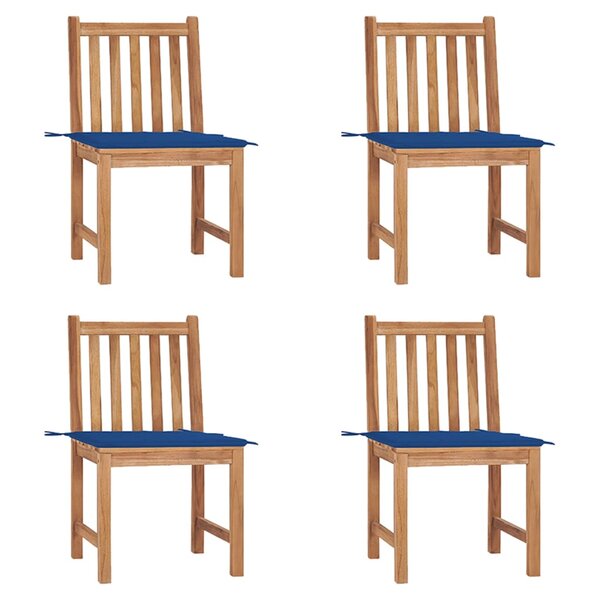 vidaXL Chaises de jardin lot de 4 avec coussins Bois de teck massif