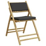 vidaXL Chaises de bistro pliantes lot de 2 coussins gris foncé bambou