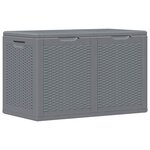 vidaXL Boîte de rangement de jardin gris PP rotin 180 L