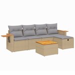 vidaXL Salon de jardin avec coussins 6Pièces mélange beige résine tressée