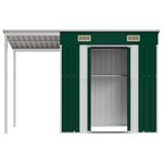 vidaXL Abri de jardin avec toit prolongé vert 277x107x181 cm acier