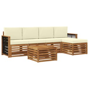 vidaXL Ensemble de canapés d'extérieur 6 Pièces Naturel et Crème