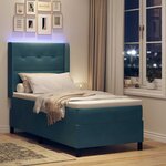 vidaXL Lit à ressorts avec matelas avec LED Bleu 90 x 190 cm Velours