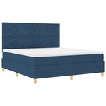 vidaXL Lit avec sommier et matelas bleu super king en tissu