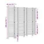 vidaXL Cloison de séparation 6 panneaux noir bois de paulownia massif