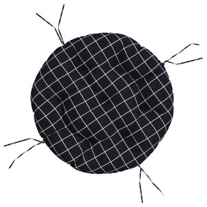 vidaXL Coussin rond motif à carreaux noir Ø 60 x11 cm tissu oxford