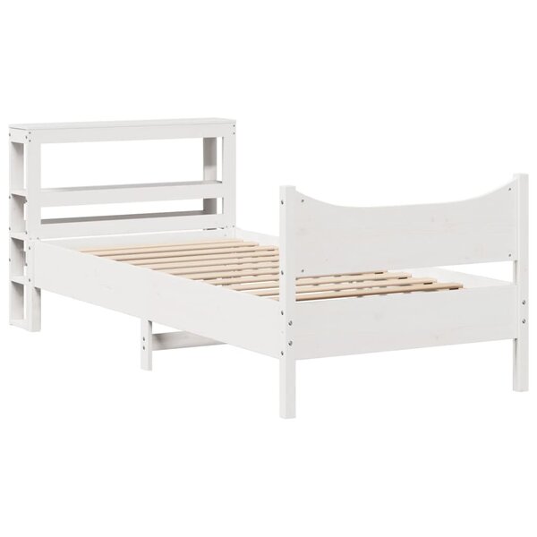 vidaXL Cadre de lit avec tête de lit blanc 90x200cm bois de pin massif