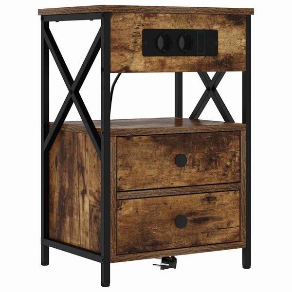 vidaXL Cabinet de chevet Chêne fumé 40 x 31 x 60 cm Bois d'ingénierie