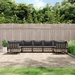 vidaXL Salon de jardin 7 Pièces avec coussins anthracite résine tressée